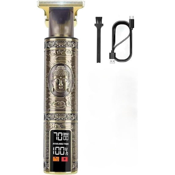 Cordless Hair Clippers and Beard Trimmer for Men with LCD Display, Electric Shaver, Bronze Gold