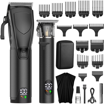 Hair Clippers & Beard Trimmer for Men, Cordless Rechargeable Haircut Clipper Kit with Adjustable Blade and LED Display