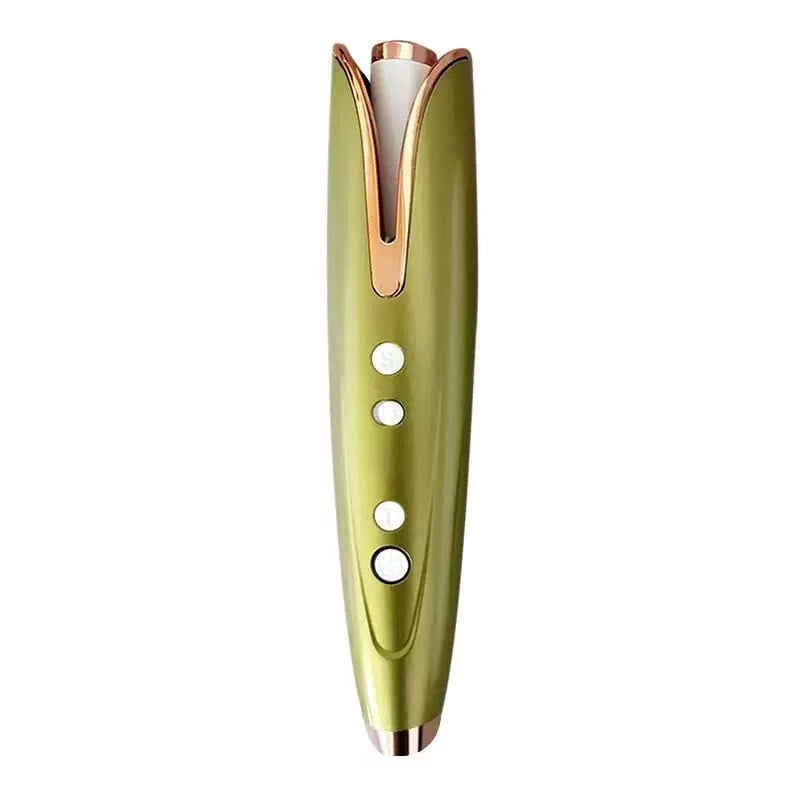 Cordless Hair Curler,Automatic Curling Iron with 6 Adjustable Temperature,Auto Rotating Ceramic Barrel Hair Curler Fast Heating, Portable USB Rechargeable Curling Iron Wand Create stylish hai,Green