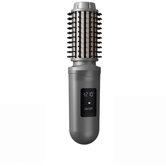 Cordless Hair Curling Brush Rechargeable Battery Portable Heated Straightening Curling Brush 3 Temperature Settings LCD Display
