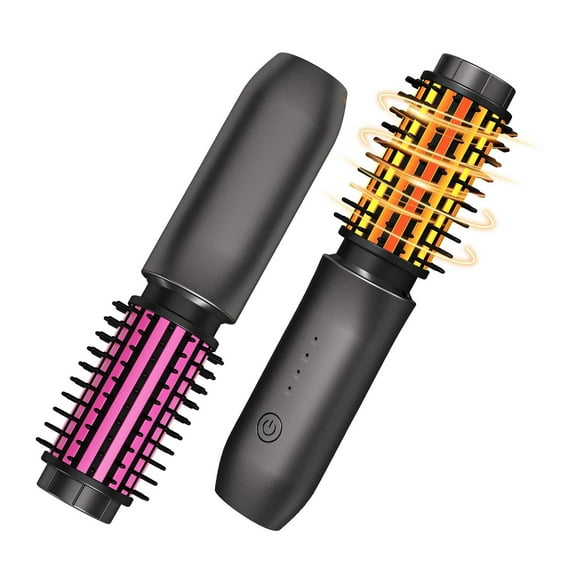 Cordless Hair Curling Iron Brush, Travel Curl Brush, 3-in-1 Portable Curling Iron Cordless, Plasma Thermal Hair Brush, 7000mAh USB Rechargeable Curling