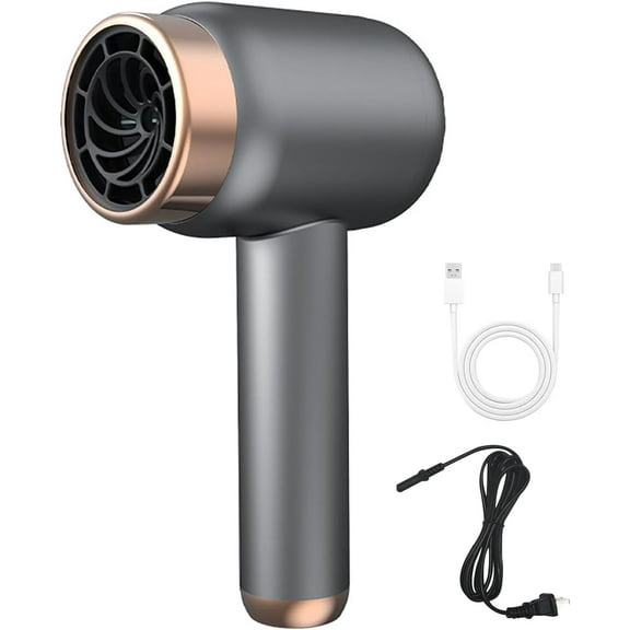 Cordless Hair Dryer for Women with Battery, Rechargeable Blow Dryer, Hair Dryer Rechargeable with USB Charging Hot Cold Wind Wireless Hair Dryers with Battery for Travel Camping Use (Grey)