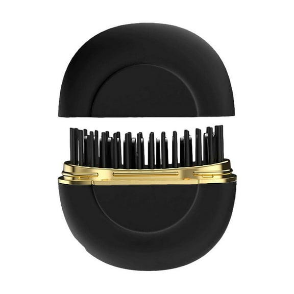 Cordless Hair Straightener Brush, Mini Hot Comb for Travel, USB Rechargeable Tool, Lightweight Portable Styler (Black)