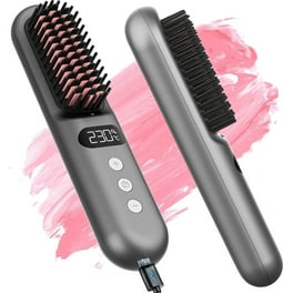 Ring Pink Hair Straightener Brush Hair Straightening Iron with Built in Comb 20s Fast Heating 5 Temp Settings Anti Scald Perfect for Professional Salon at Home Walmart