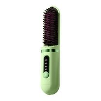 Cordless Hair Straightener Brush Portable Straightening Tool Mini Negative Ion Hot Comb for Travel USB Rechargeable Fast Heating 4 Temperature Settings Auto-Off Feature