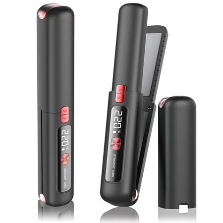 Cordless Hair Straightener and Curler 2 in 1, Mini, Lightweight and Small,USB Rechargeable with 4500mAh Battery, 10s Fast Heating, Portable Ceramic Flat Iron for Travel