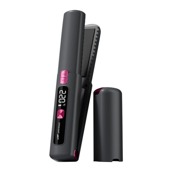 Cordless Hair Straightener and Curler 2 In 1 Mini USB Rechargeable Hair Styling Tool with 4500mAh Battery Fast Heating for Travel Portable Ceramic Flat
