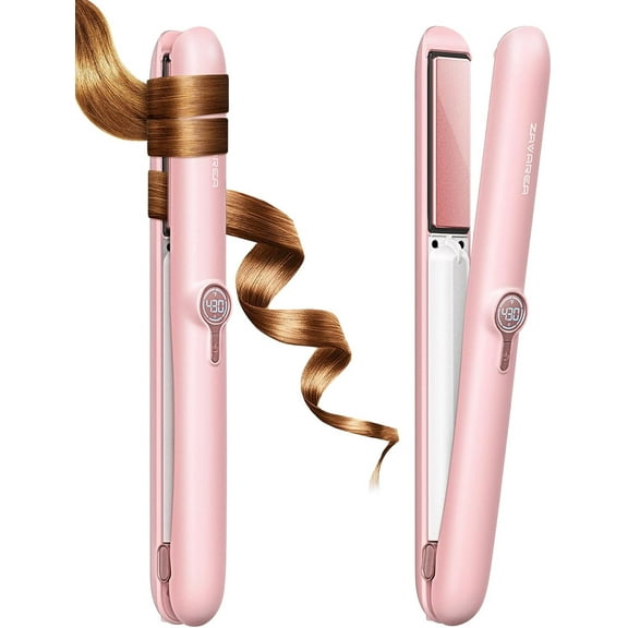 Cordless Hair Straightener and Curler, Portable Hair Straightener for Travel,Ceramic Cordless Flat Iron for Women,Wireless Hair Straightener 2 in 1,with 9000mAh Battery,5 Temps,USB Rechargeable