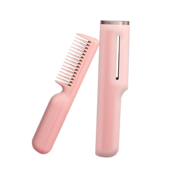 Cordless Hair Straightener, Heated Hair Straightener Comb, Straightening Brush, Portable Hair Straightening Iron for Travel Pink