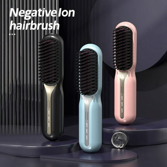 Cordless Hair Straightener Hot Heating Comb Professional Electric Brush for Hair Smoothing Iron Negative Ion Hair Care C