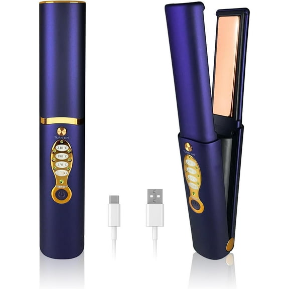 Cordless Hair Straighteners Titanium Portable Flat Iron Wireless Hair Straightener 2 in 1 for Straightening and Curling Travel Straightener Dual Voltage 5000 mAh Battery Heats Up in Seconds