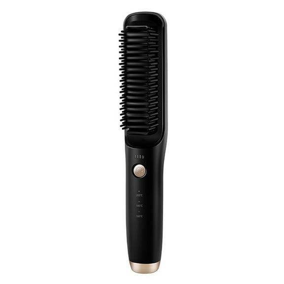 Cordless Hair Straightening Brush Electric Smoothing Beard Straightener for Rechargeable Heated Comb Black