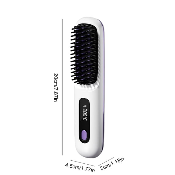 Cordless Hair Straightening Brush, Rechargeable Hot Hair Brush With 3 Temperature Settings 320°F-392°F, Ceramic Bristles For Frizz Control & Shiny Hair, Portable Travel Styler