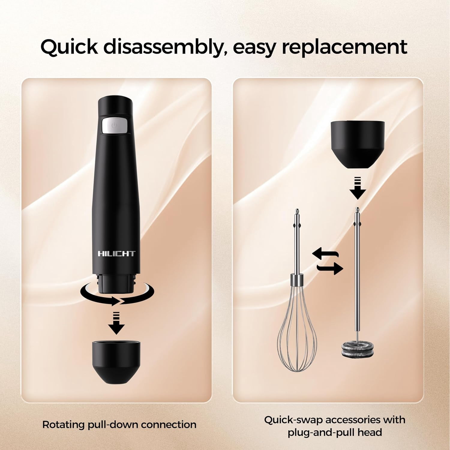 Cordless Hand Blender, 12V Rechargeable Immersion Blender with 60+ Bowl Battery Life, 4-Point Stainless Steel Blade, Variable Speed & Egg Whisk - for Soups, Smoothies, Baby Food