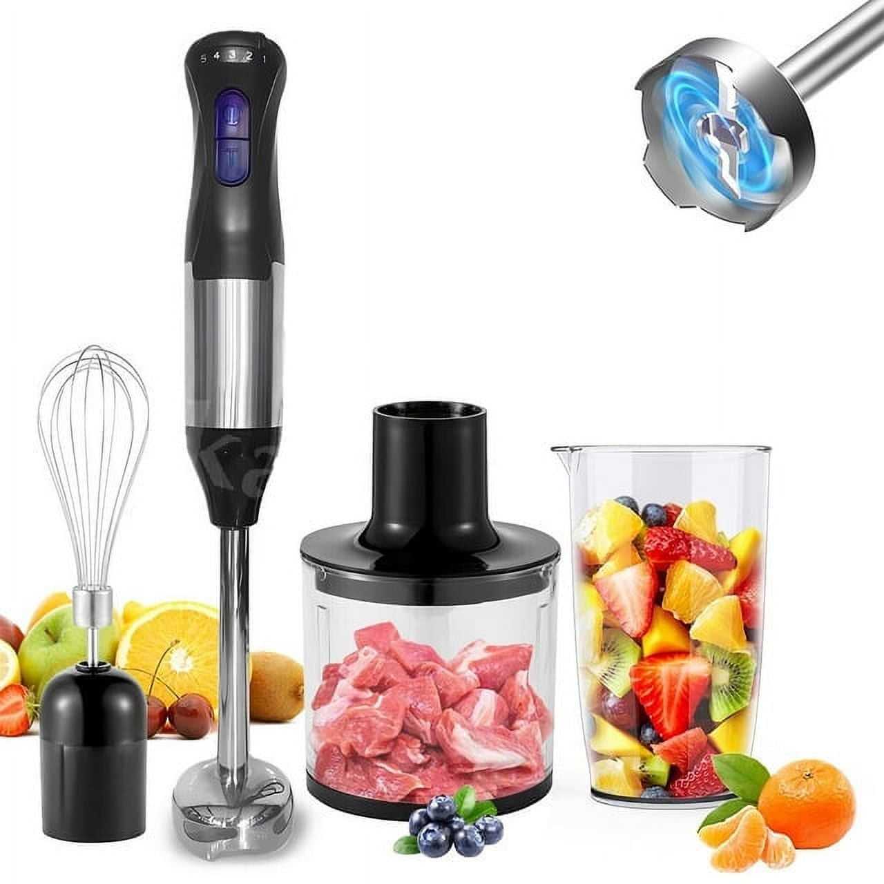 Cordless Hand Blender 4in1 Rechargeable Cordless Immersion Blender Handheld, 5Speed