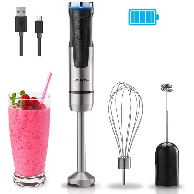 Cordless Hand Blender, Immersion Blende Handheld USB Rechargeable 8