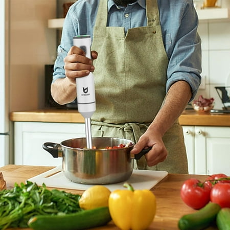 Cordless Hand Blender Variable Speed Immersion Blender Rechargeable with USB-C Whisk for Smoothies Milkshakes Hummus Soups White