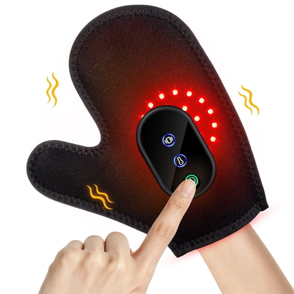 Cordless Hand Massager with Heat & Compression, 24-Point Heating Light System &3-Level Vibration, Rechargeable Hand Massager for Finger, Palm & Wrist Comfort Use Gift for Office Gaming Seniors, Black