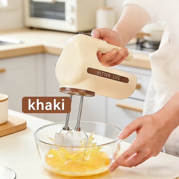 Cordless Hand Mixer, 15000 RPM Dual Motor Rechargeable Electric Whisk, Brown & Green for Cake Cream Baking