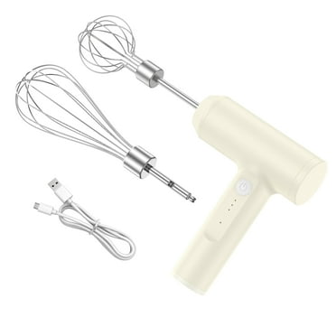 Cordless Hand Mixer- Electric Whisk USB Rechargeable Handheld Electric Mixing with 3 Speed Self-Control,304 Stainless Steel Egg Beaters &Balloon Whisk for Baking,Pancakes