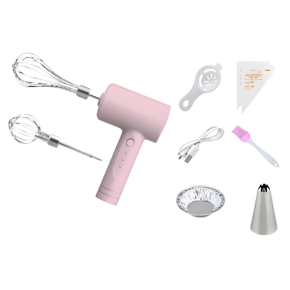 Cordless Hand Mixer with Adjustable Speeds and Interchangeable Heads for Baking
