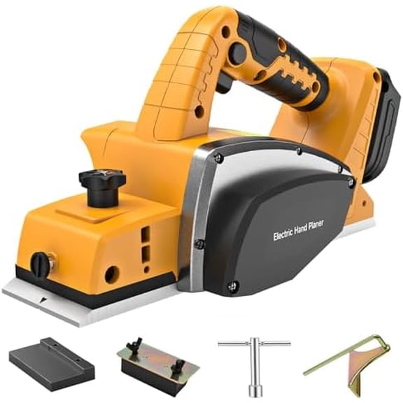 Cordless Hand Planer Compatible with DeWalt 20V Battery 3-1/4" Brushless Electric Wood Planer, 15000 RPM Power Planer with Precision Depth Adjustment for Woodworking & Carpentry (Battery Not Include)