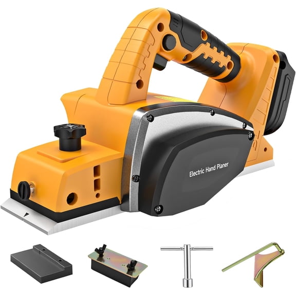 Cordless Hand Planer Compatible with DeWalt 20V Battery3-1/4" Brushless Electric Wood Planer30000 CPM Power Planer with Precision Depth Adjustment for Woodworking & Carpentry(Tool OnlyNo Battery)