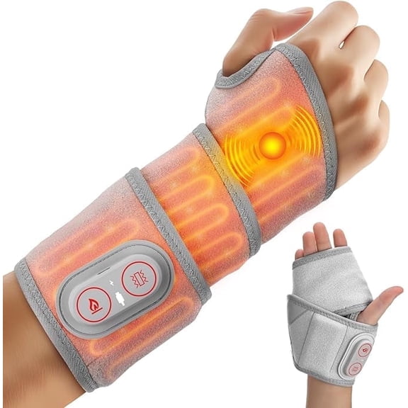 Cordless Hand Wrist Heating Pad, Rechargeable Heated Wrist Brace Biult-in 3000mAh Battery, Deep Warming Hand Wrap for Carpal Tunnel, Vibration & Adjustable Heat Settings Gifts for Mom/Dad