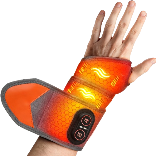 Cordless Hand Wrist Heating Pad, Rechargeable Heated Wrist Brace with Massage Biult-in 3000mAh Battery, 3 Temperature and Massage Modes, Hot Compress Gifts for Women Men