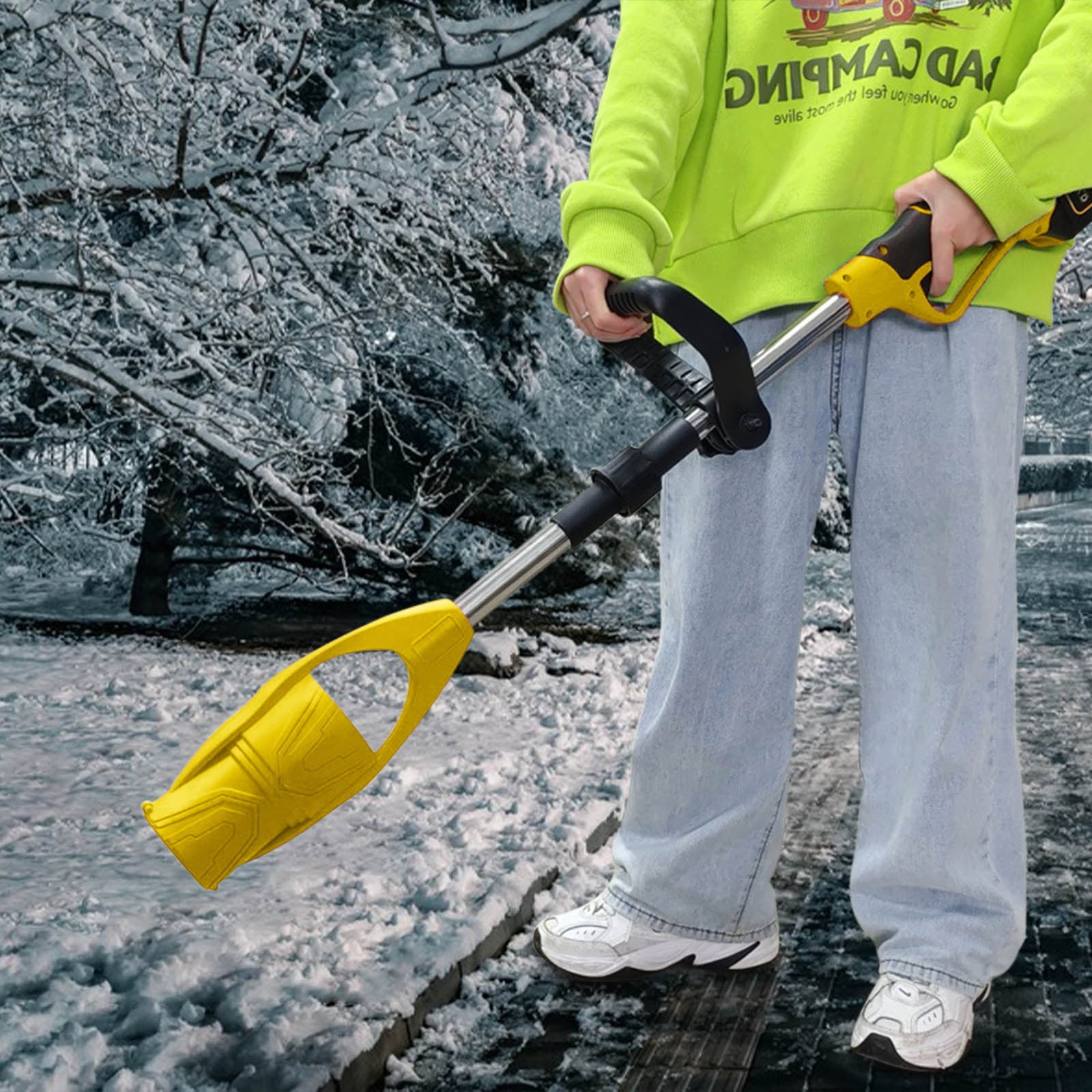 Cordless Handheld Electric Leaf Blower, 21V with 2 x 2000mAh Batteries, Charger & Noise-Canceling Headphones, Portable & Foldable Blowers for Patio, Driveway, Leaves, Snow & Dust Cleaning Yellow