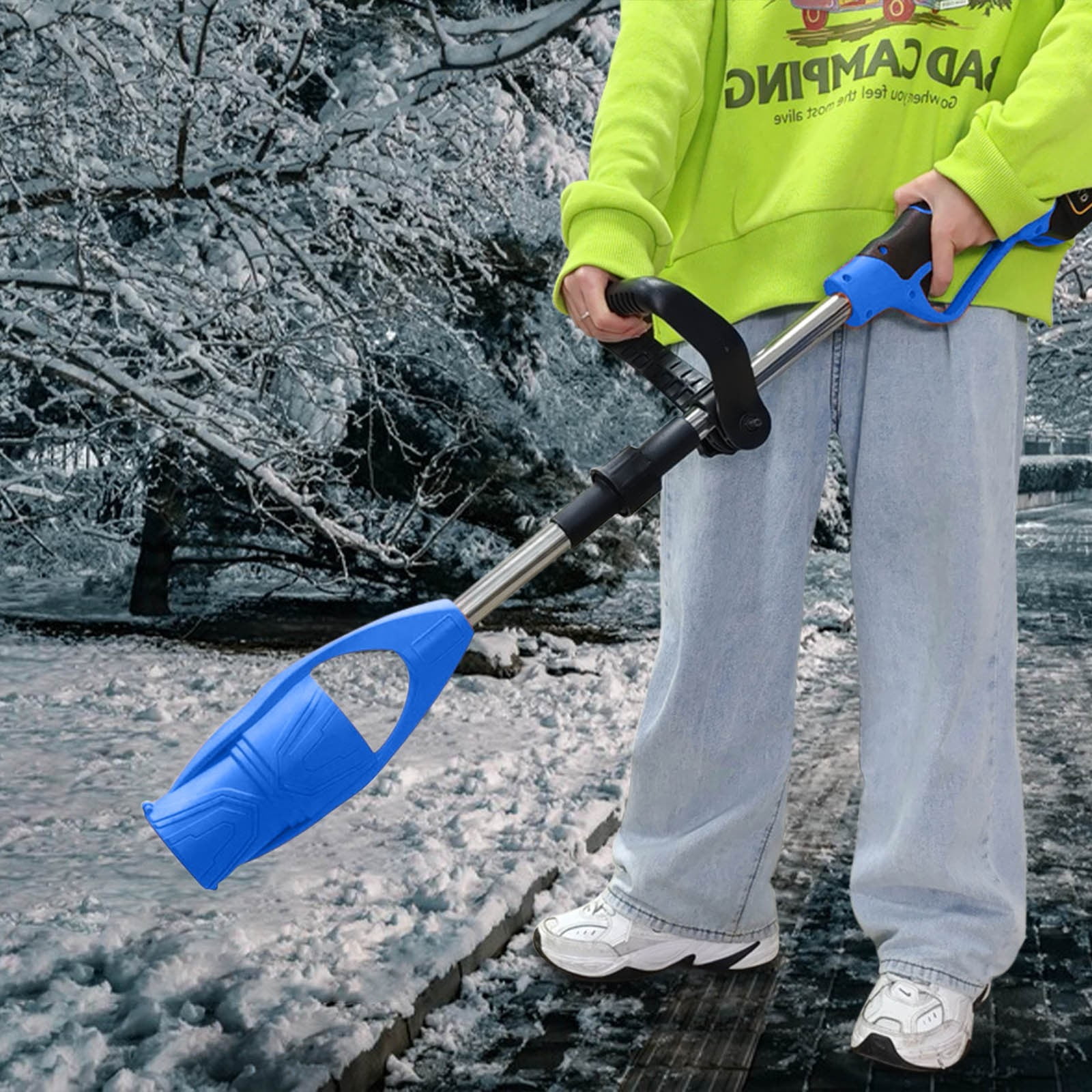 Cordless Handheld Electric Leaf Blower, 21V with 2 x 2000mAh Batteries, Charger & Noise-Canceling Headphones, Portable & Foldable Blowers for Patio, Driveway, Leaves, Snow & Dust Cleaning Blue