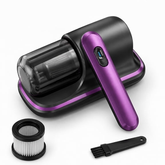 Cordless Handheld Mattress Vacuum Cleaner with UV Light, Powerful Suction and Low Noise, Rechargeable Bed Vacuum with Washable Filter for Deep Cleaning Beds, Sofas, Carpets and Pet Hair
