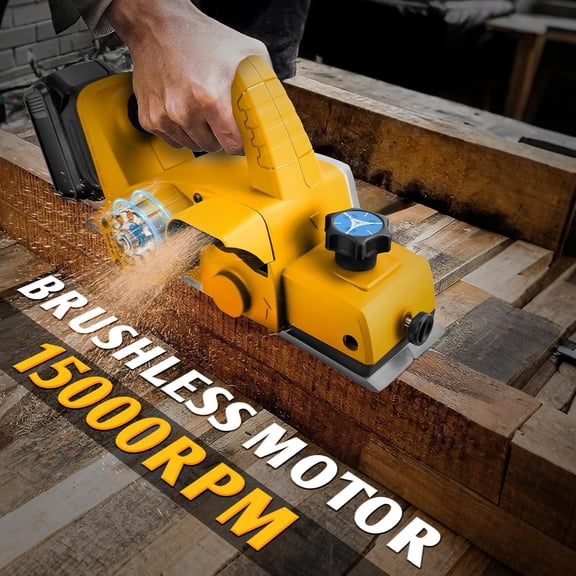 Cordless Handheld Planer for Dewalt 20v Battery, 15000 RPM Power Wood Planer, 3-1/4 Inch Brushless Power Planer for Woodworking, Carpenter Home (No Battery)