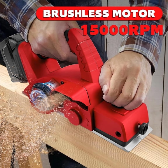 Cordless Handheld Planer for Milwaukee 18V Battery, 3-1/4 Inch Wood Planer Brushless Electric Power Planer 15000RPM for Carpentry Projects