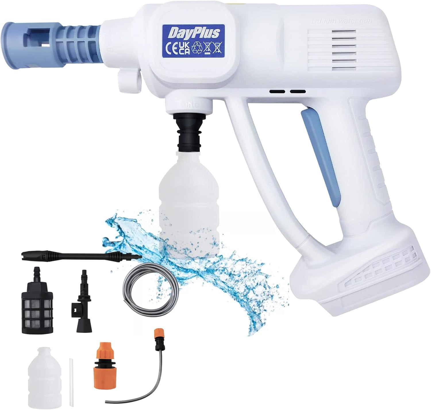 Cordless Handheld Pressure Washer, Portable Battery Operated Car Washer High Pressure Compact Washing Machine with Water Tank for Washing Cars, 6-in-1 Nozzle, 2X 1300Mah/1.5Ah Batteries