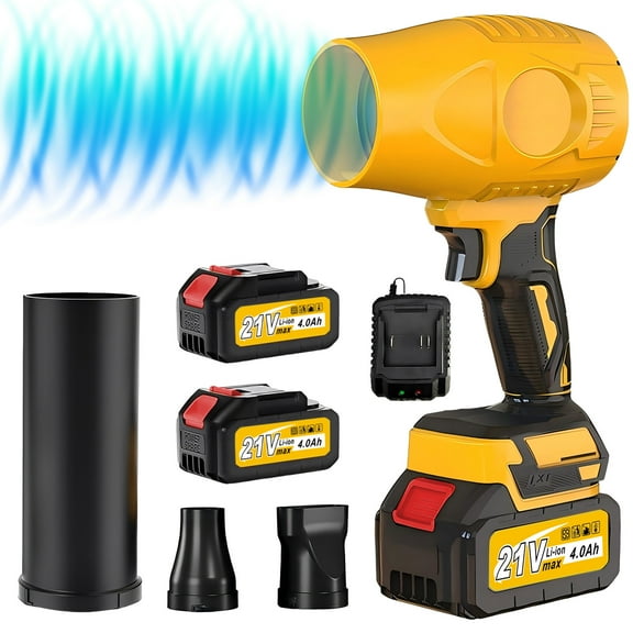 Cordless Handheld Turbo Leaf Blower 19000RPM High Power Electric Blower for Outdoor Snow & Wet Leaf Cleaning, Yellow