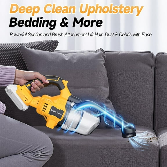 Cordless Handheld Vacuum Cleaner Compatible with 20V Battery, 16000Pa Strong Suction, 2 HEPA Filters & 4 Nozzles, Lightweight Portable Vacuum for Car, Home, Garage Tool Only