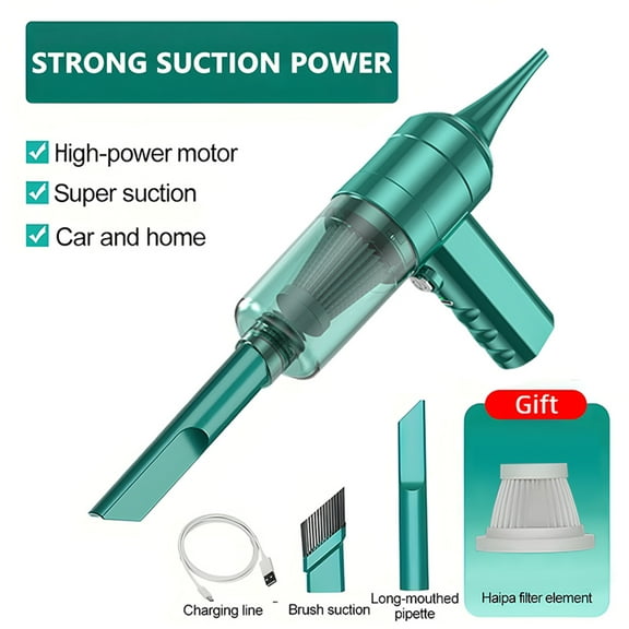 Cordless Handheld Vacuum Cleaner Portable Car Vacuum, High-Power Suction for Home Pet Lightweight , Wet & Dry Use, Type-C Charging Green