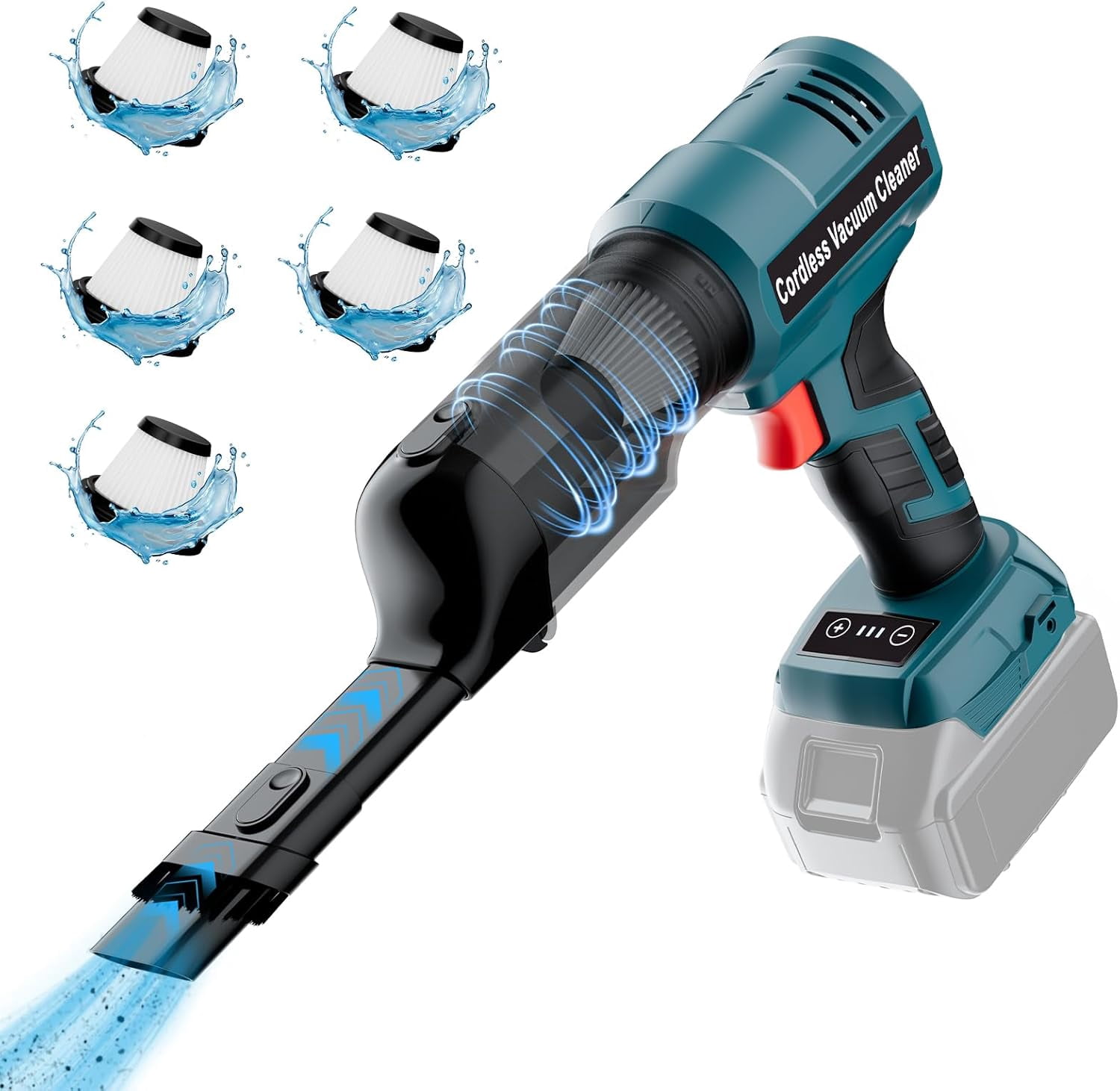 Cordless Handheld Vacuum for Ma*kita 18V Battery(Tool Only), 240W Powerful Car Vacuum with Brushless Motor, 3-Speed, 5 Filters, Portable Vacuum Cleaner for Home Office Car Pet