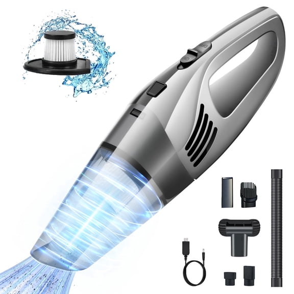 Cordless Handheld Car Vacuum, Portable Vacuum Cleaner, 12000PA Powerful Suction for Car, Gray