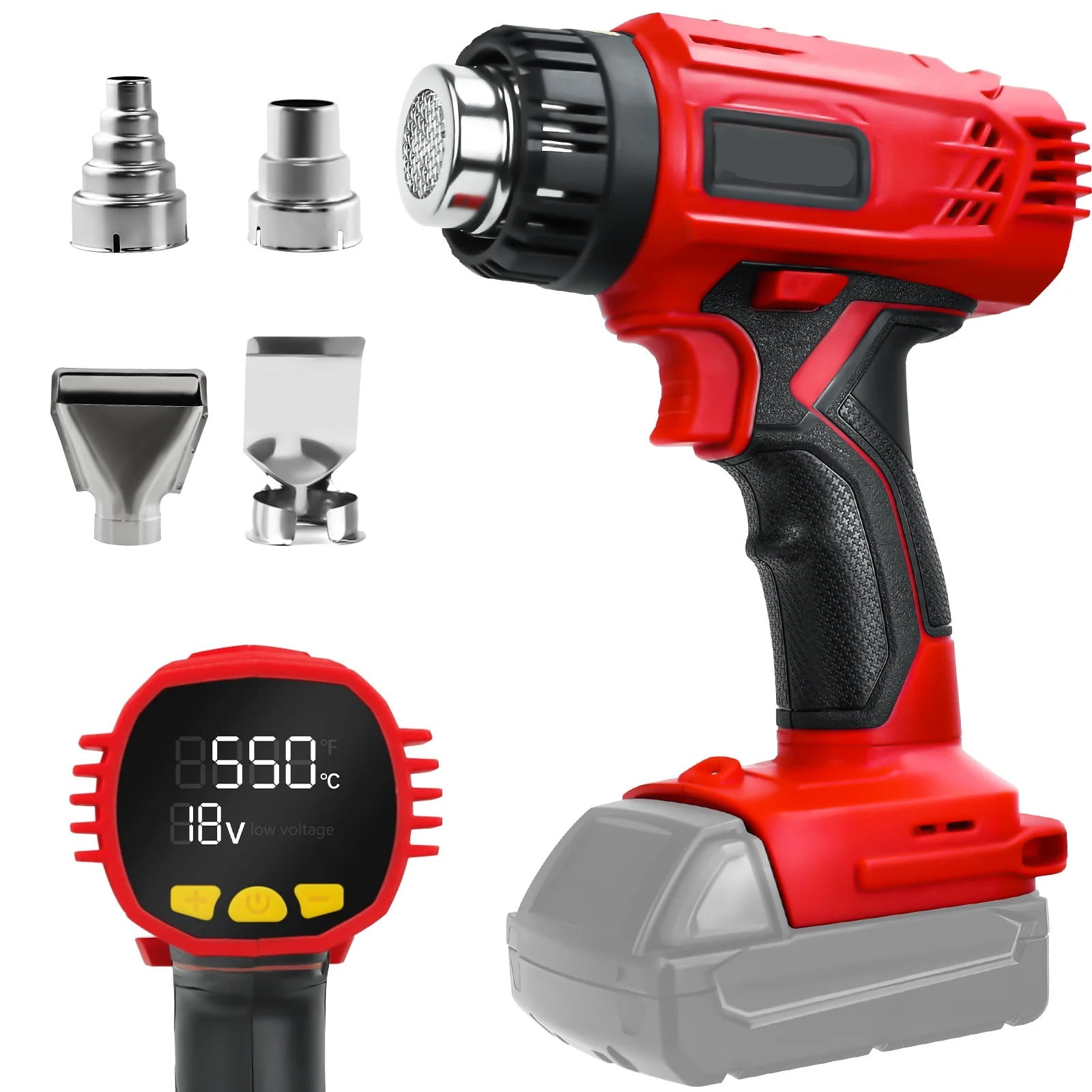 Cordless Heat Gun for  18v Battery 122 to 1022 Fast Heating Hot Air Gun with 4pcs Nozzles for Shrink Wrap(No Battery) ,Variable Temperature