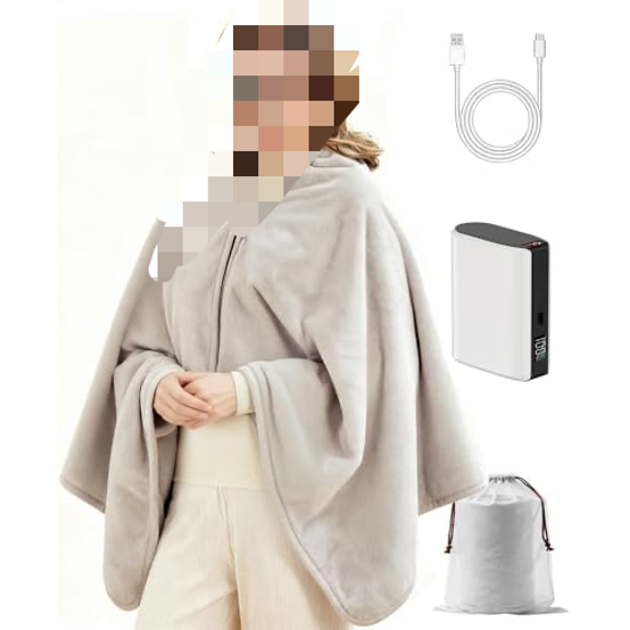 Cordless Heated Blanket, Battery Operated & Rechargeable Throw  Portable Electric Blanket with Far-Infrared Heating, Faux Rabbit Fur, 9000mAh Battery Powered, Travel, Office & Outdoor Use