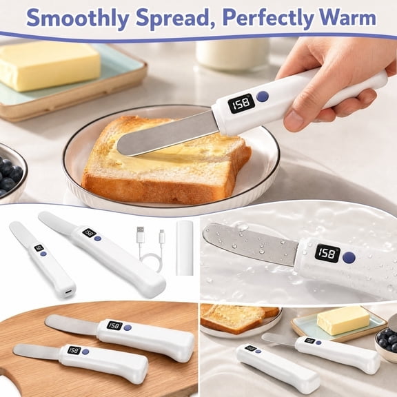 Cordless Heated Butter Butter Spreader With Fast Heating LED Display Stainless Temp For Cold Butter Cheese,Home Baking Use