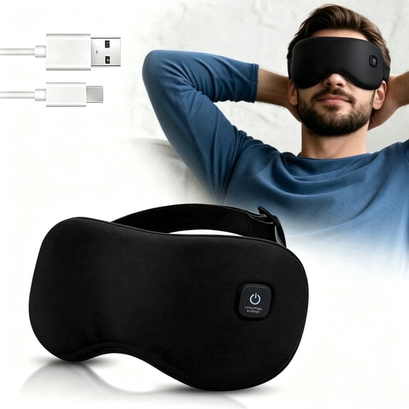 DREAMSOME Heated Eye Mask for Dry Eyes, Cordless Sleep Mask with 3 Heat Levels, Eye Heating Pad Warm Eye Compress, Washable Eye Massager for Women Men, Black