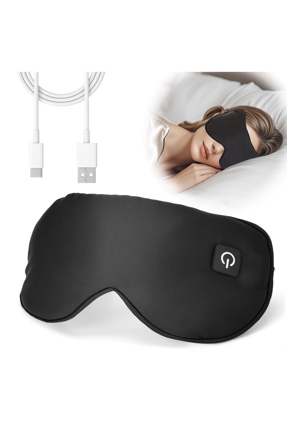 Cordless Heated Eye Mask, Rechargeable Warm Eye Compress for Dry Eyes, 3 Temperature Settings, 1000mAh Battery, Type-C Fast Charging, 30 Min Auto Shutoff, Adjustable & Washable Cover