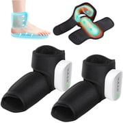 Cordless Heated Foot Ankle Massager with 3 Modes 4 Intensity 4 Heat Levels, 3000mAh Rechargeable Dual-Airbag Foot Air Compression Massager Wrap for Muscle Fatigue Relaxation 2Pcs, Black
