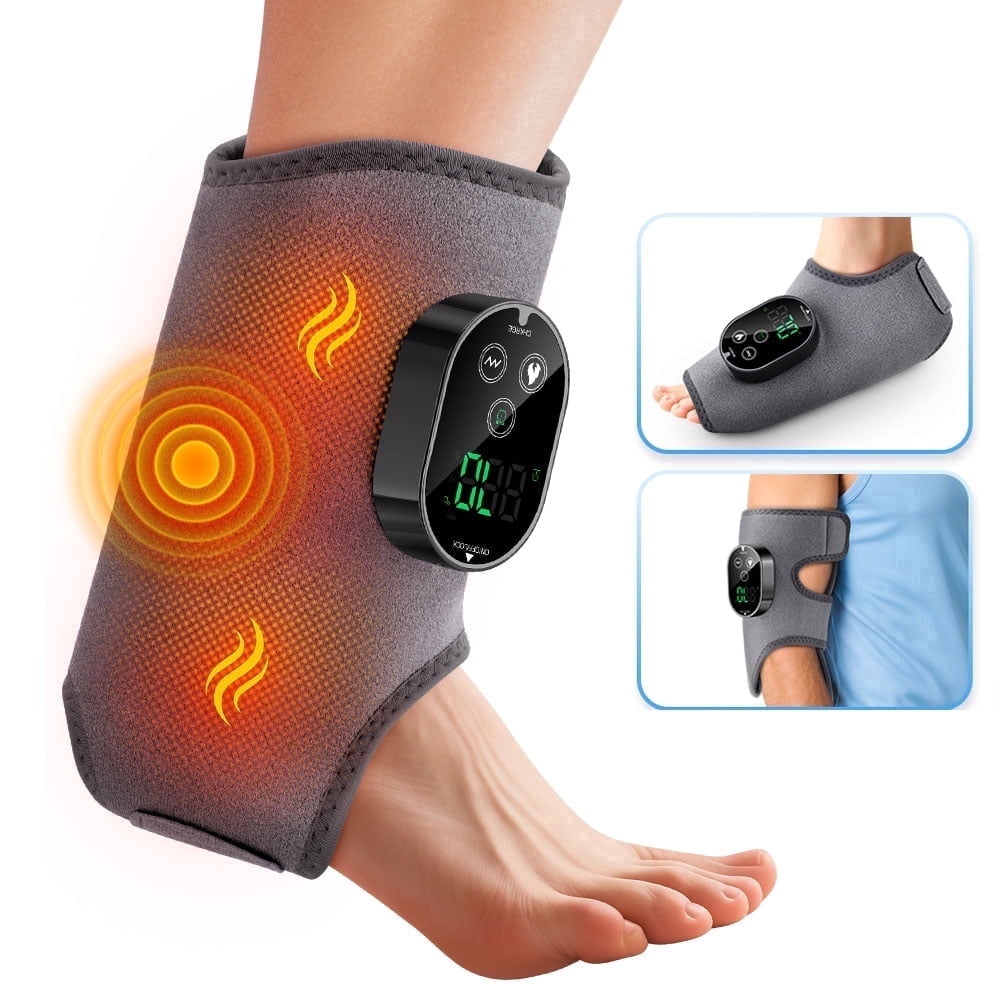 DREAMSOME Cordless Heated Foot Ankle Massager, 6 Heat & 3 Powerful Vibration Modes, Elbow Heating Pad  with Dual Motor for Relief, Left/ Right