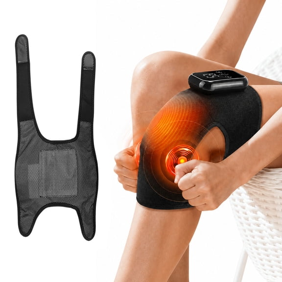 Cordless Heated Knee Massager for Relief, 3 Heat & 3 Vibration Modes, Wearable Knee Heating Pad, Left/Right Knee Brace for Women and Men