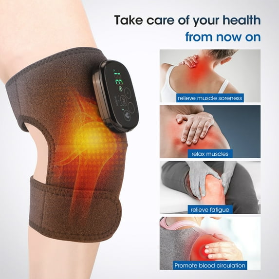 Cordless Heated Knee Massager, Heating Shoulder Support Brace Wrap with Micro-current, EMS Heating Pads for Relaxing Knee Shoulder Elbow, Cordless Massager Best Gift for Men Women, Birthday Christmas