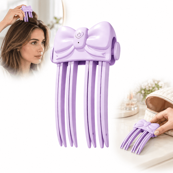 Cordless Heated Root Volumizing Comb, USB-C Rechargeable Hair Root Lifter with 2 Heat Settings, Purple